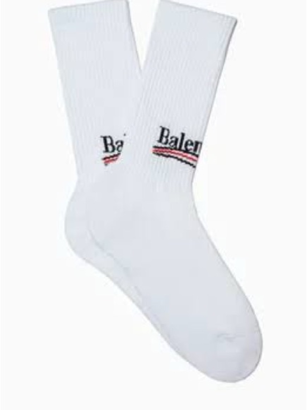 Balenciaga White Crew Socks with Black and Red Accent (100% authentic)